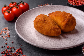Chicken Kyiv cutlet with buttery filling, a lunch of chicken breast meat. Chicken Kyiv