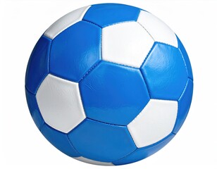 Blue and white soccer ball with a classic pattern