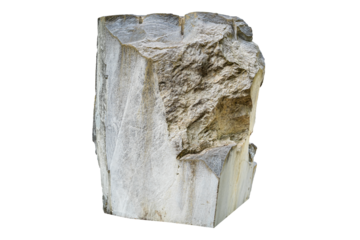 Granite fragment with distinct texture and color transitions isolated on a transparent background. Structural details and relief are clearly visible.