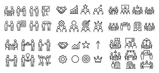Business icon set: collaboration and growth