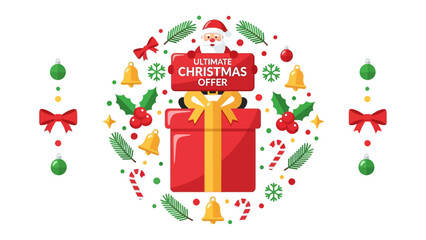 Festive Christmas Offer: A holiday-themed graphic presents a special Christmas offer, featuring Santa, ornaments and a gift box, embodying the spirit of the season.