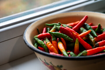 red and green chili peppers