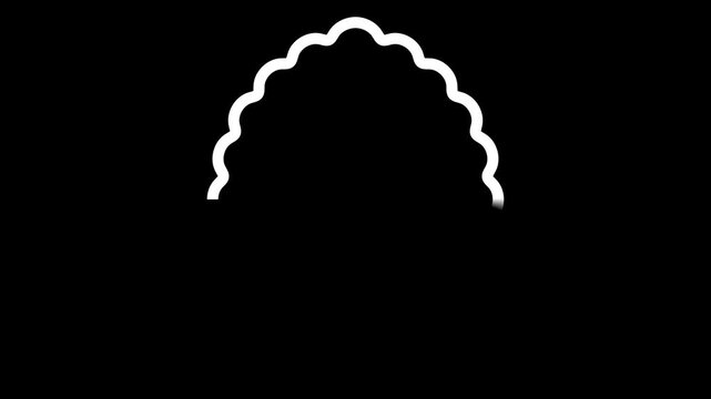 Geometric decorative frames or stickers in the shape of a circle with a wavy or zigzag edge graphic animation. Alpha channel. Transparent background motion design. 4K resolution