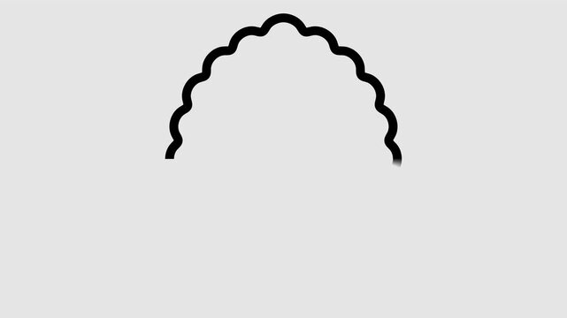 Geometric decorative frames or stickers in the shape of a circle with a wavy or zigzag edge graphic animation. Alpha channel. Transparent background motion design. 4K resolution