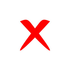 Red x mark symbol inside a white circle isolated on transparent background