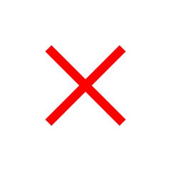 Fototapeta premium Red x mark symbol for incorrect or negative answer isolated on transparent background