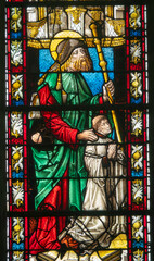Fototapeta premium Stained glass (16th century) of Saint James of Compostela. Saint and apostle of the Roman Catholic Church.
