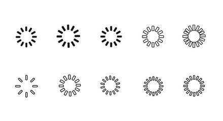 A set of circular loading indicators showing different stages of progress