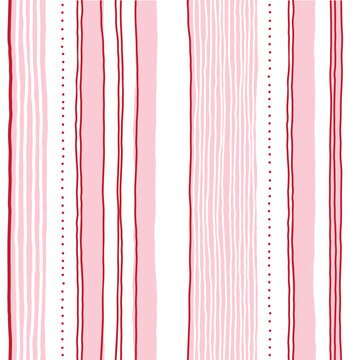 Pink lines pattern, girly stripe seamless background, cute  baby pastel stripe print. Vector stripes, wavy hand draw doodle lines backdrop	