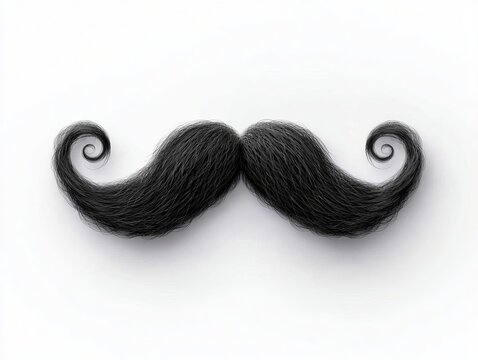A whimsical black mustache illustration with curly ends, perfect for playful designs and themed events.