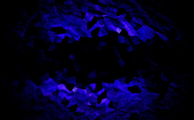 自然の水や深海や洞くつ等を意識して暗い青の色と黒でペイントし凸凹とした質感の岩や石の模様でデザインしたイラストの壁紙、背景、テクスチャ