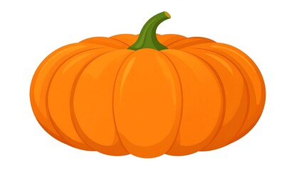 Cartoon illustration of a large orange pumpkin with a green stem, isolated on a white background
