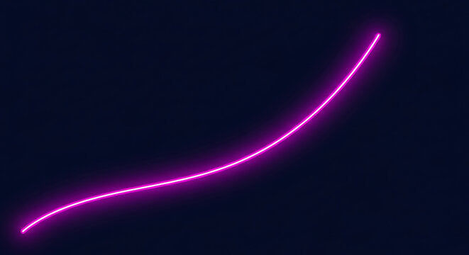 Glowing pink neon curved line on a dark blue background