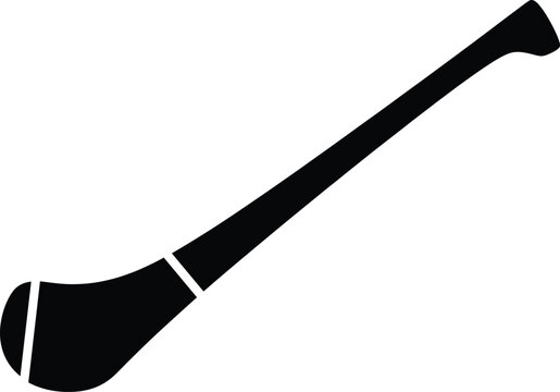 Black silhouette of a hurley stick on white background, hurley, stick, gaelic sports, hurling, camogie, sports equipment, black, white, silhouette, icon, symbol, isolated, simple, graphic, sport, game