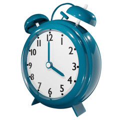 Classic Blue Alarm Clock 3D Render with Transparent Background