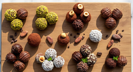 Delicious gourmet chocolate truffles on display
