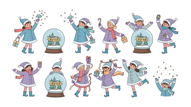 Winter Wonderland Illustration: A whimsical illustration of joyful children engaging in winter activities, surrounded by snow and festive decorations. 