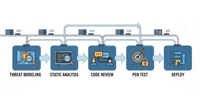 Cybersecurity pipeline protects code with threat modeling, pen tests, static analysis, and secure deployment