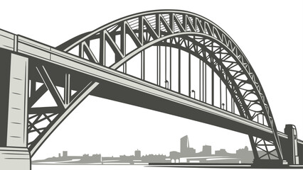 Obraz premium Newcastle Tyne Bridge – Minimal Industrial Design, Modern Steel Silhouette, Contemporary UK City Landmark Vector Art