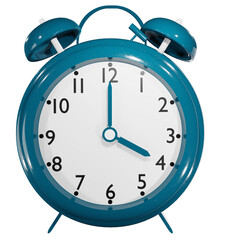 Classic Blue Alarm Clock 3D Render with Transparent Background