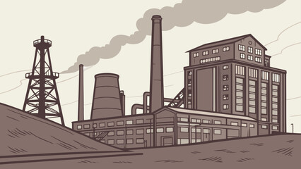Obraz premium Sheffield Steel City – Minimal Grunge Tone Skyline, Industrial UK Landmark Design, Modern Urban Vector Art