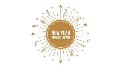 New Year Special Offer: a festive promotional graphic, designed with radiant sunbursts and stars, heralding special offers.