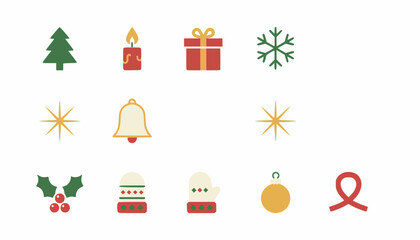 Obraz premium Winter Holiday Icons Scandinavian Folk Style