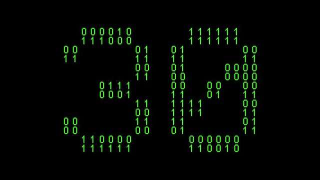 Single number 30, thirty, thirtieth on animated matrix background