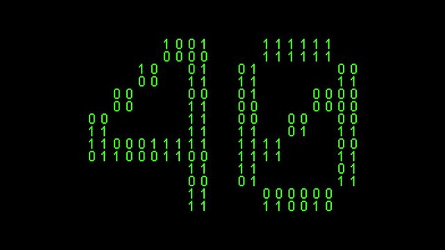 Single number 40, forty, fortieth on animated matrix background