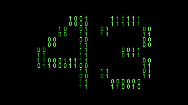 Single number 43, forty-three, forty-third on animated matrix background
