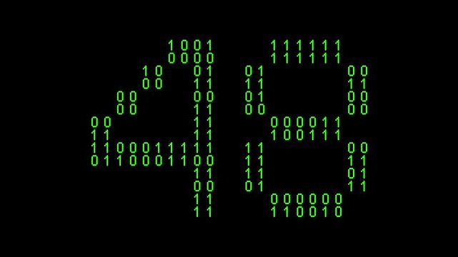 Single number 48, forty-eight, forty-eighth on animated matrix background