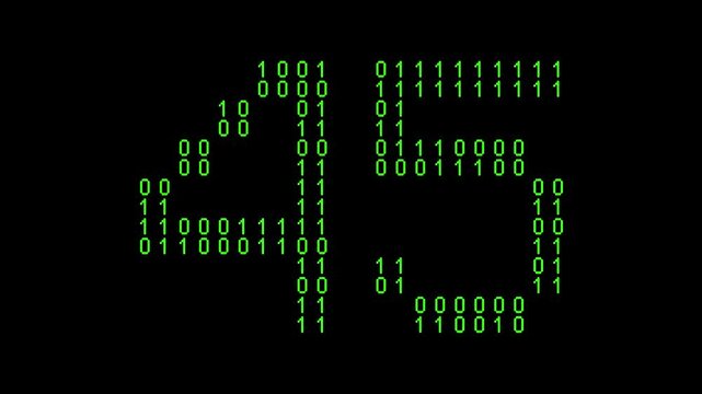 Single number 45, forty-five, forty-fifth on animated matrix background
