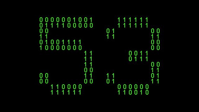 Single number 53, fifty-three, fifty-third on animated matrix background