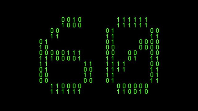 Single number 60, sixty, sixtieth on animated matrix background