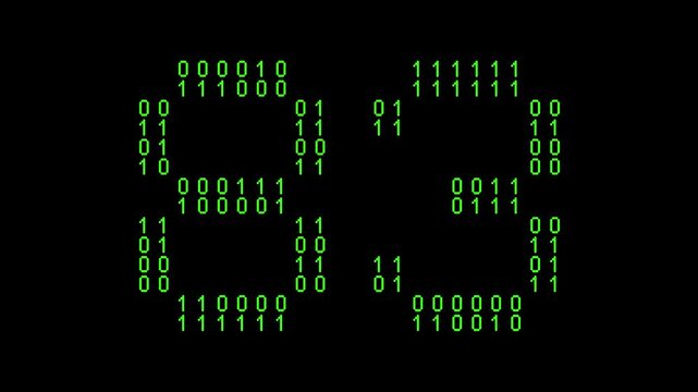 Single number 83, eighty-three, eighty-third on animated matrix background