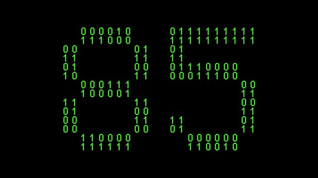 Single number 85, eighty-five, eighty-fifth on animated matrix background