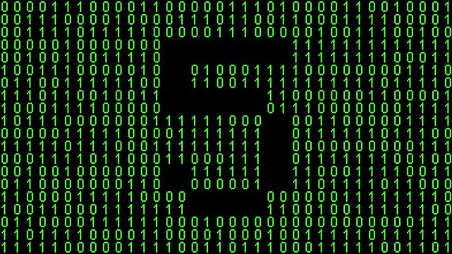 Single number 5, five, fifth on animated matrix background