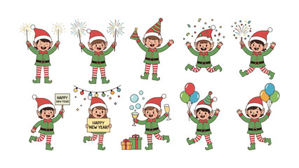 Holiday Elf Delights: A collection of cheerful elves engage in festive activities with sparkling joy. Capturing the season's magic.