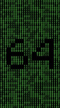 Single number 64, sixty-four, sixty-fourth on animated matrix background