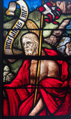 Obraz premium Stained glass (16th century) of The resurrection of Jesus Christ.