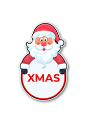 Santa Claus Sticker with Xmas Text &ndash; Cute Christmas Illustration