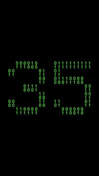 Single number 35, thirty-five, thirty-fifth on animated matrix background