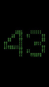 Single number 43, forty-three, forty-third on animated matrix background