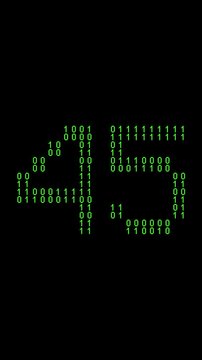 Single number 45, forty-five, forty-fifth on animated matrix background