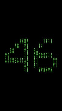Single number 46, forty-six, forty-sixth on animated matrix background