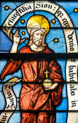 Fototapeta premium Stained glass (16th century) of Christ in Majesty or Christ in Glory.