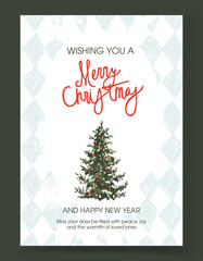 Template of invitation Merry Christmas and Happy New Year