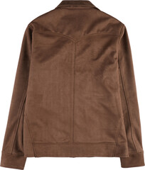 Brown denim jacket back view isolated on transparent background