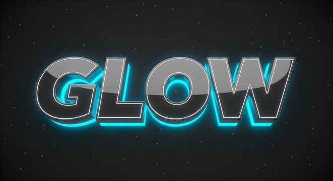 Glow text effect with neon blue outline on dark background