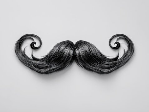 A stylish, artistic depiction of a black hair mustache against a plain background, showcasing its unique curves. - Powered by Adobe